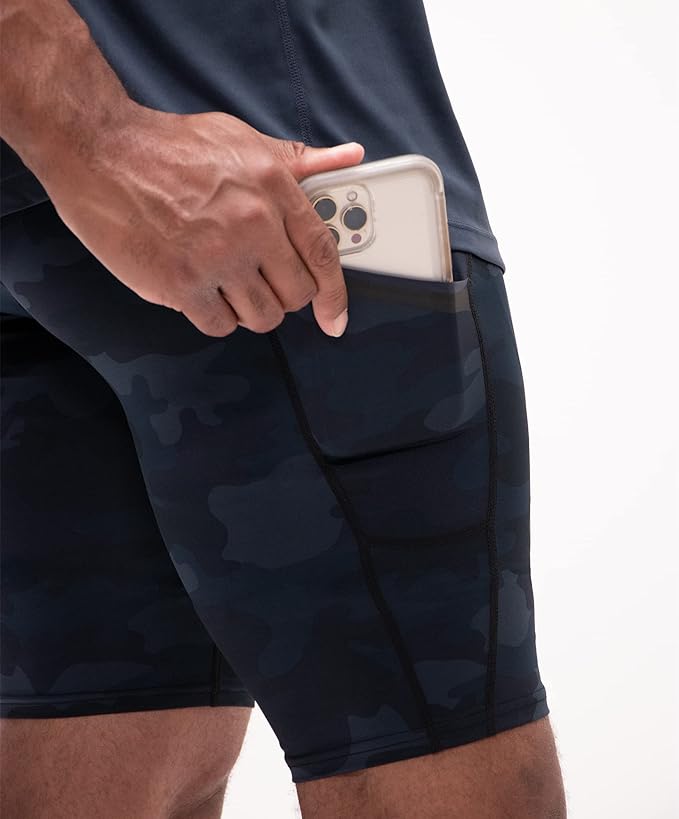 3 Pack Men's Compression Shorts with Pocket - Spandex Athletic Workout Running Sport Shorts for Gym Training & Performance Base Layer