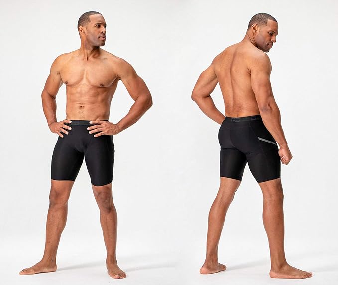 3 Pack Men's Compression Shorts with Pocket - Spandex Athletic Workout Running Sport Shorts for Gym Training & Performance Base Layer