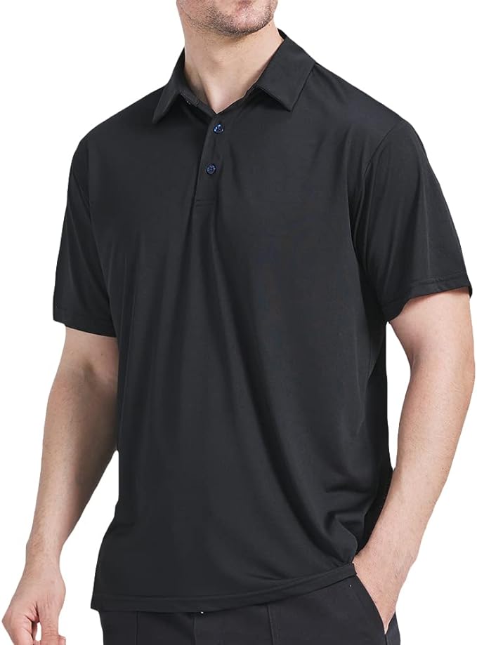3 Pack Men's Dry Fit Golf Polo Shirts - Quick-Dry Performance Moisture-Wicking Short Sleeve Tops for Golf, Tennis & Active Lifestyle