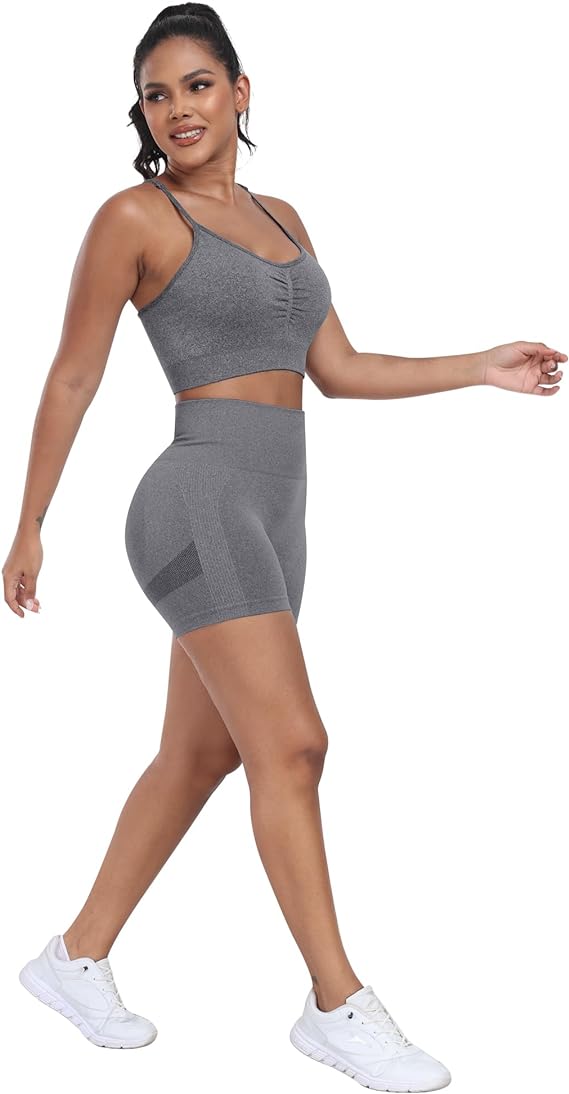 3-Piece Women's Seamless Workout Shorts - High Waisted Scrunch Butt Lifting Gym Booty Shorts for Fitness & Training