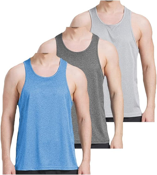3 Pack Men’s Dry Fit Workout Tank Tops - Performance Gym & Bodybuilding Sleeveless Athletic Shirts for Men