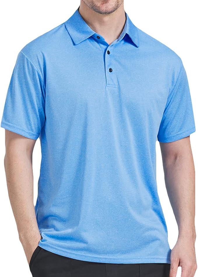3 Pack Men's Dry Fit Golf Polo Shirts - Quick-Dry Performance Moisture-Wicking Short Sleeve Tops for Golf, Tennis & Active Lifestyle