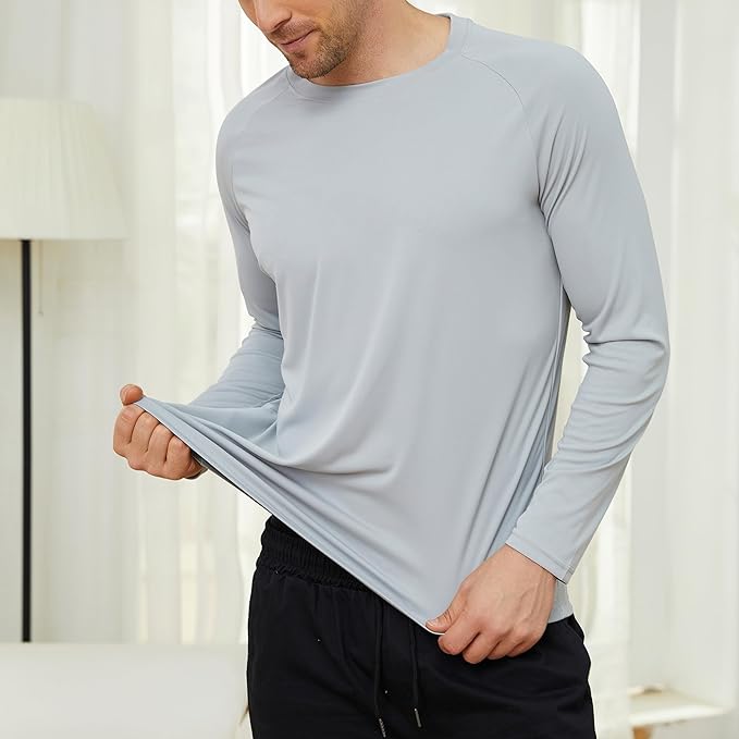 5-Pack Men's Quick-Dry Moisture-Wicking Long Sleeve T-Shirts | Sun Protection Workout Running Tees for Gym & Outdoor Activities | Lightweight Performance Shirts
