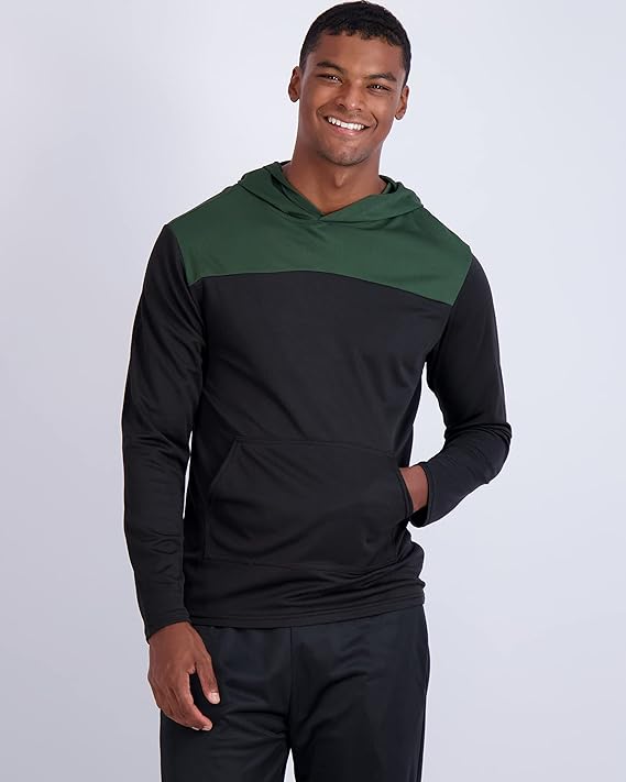 3-Pack Men's Mesh Long Sleeve Athletic Pullover Hoodie - UPF 50+ Sun Protection, Breathable Workout Top, Lightweight Training Sweatshirt with Pockets