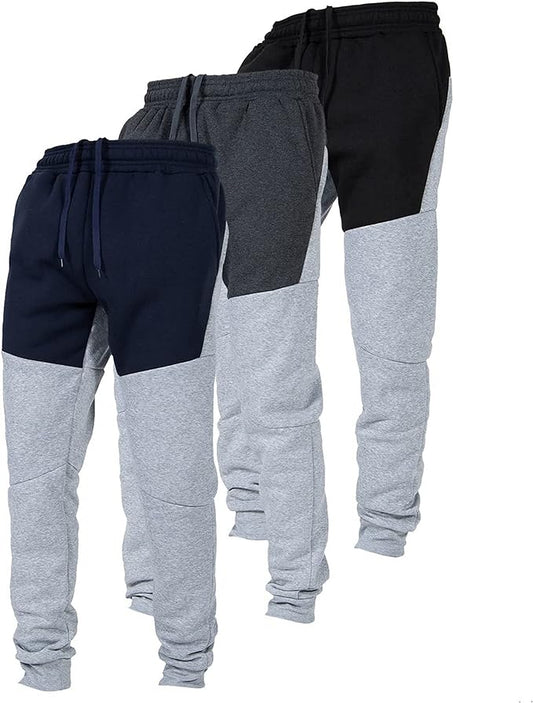 3-Pack Men's Ultra Performance Fleece Active Tech Jogger Sweatpants with Zipper Pockets | Comfort Fit, Moisture-Wicking | Athletic Training, Gym, Casual Wear | Durable & Stylish