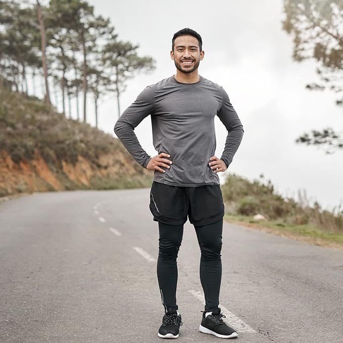 5-Pack Men's Quick-Dry Moisture-Wicking Long Sleeve T-Shirts | Sun Protection Workout Running Tees for Gym & Outdoor Activities | Lightweight Performance Shirts