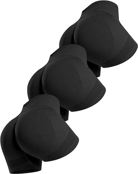 3-Piece Women's Seamless Workout Shorts - High Waisted Scrunch Butt Lifting Gym Booty Shorts for Fitness & Training