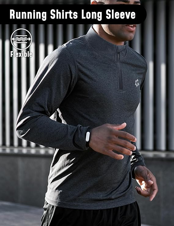 3 Pack Men's Quick-Dry Quarter Zip Pullover | Long Sleeve Athletic Shirts for Running, Golf, Gym Workouts & Training