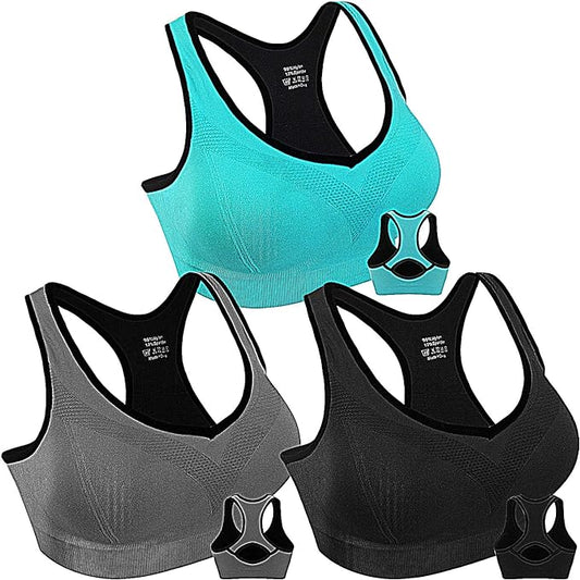 3-Pack Women's Racerback Sports Bras | High-Impact Workout, Yoga & Gym Fitness Support | Comfortable & Secure Fit Athletic Bras