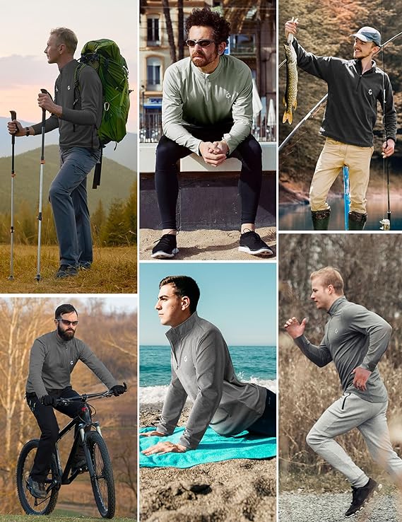 3 Pack Men's Quick-Dry Quarter Zip Pullover | Long Sleeve Athletic Shirts for Running, Golf, Gym Workouts & Training