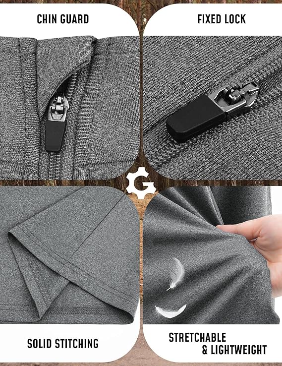 3 Pack Men's Quick-Dry Quarter Zip Pullover | Long Sleeve Athletic Shirts for Running, Golf, Gym Workouts & Training
